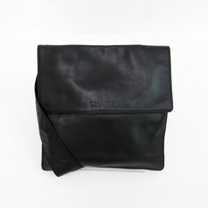 CHANEL Flat Shoulder Bag Black Lamb Leather